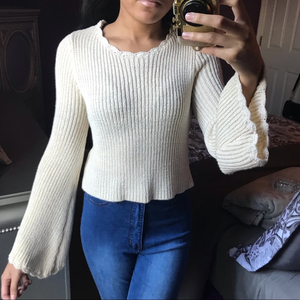 Closet Closing! knit bell sleeve sweater - Picture 6 of 8